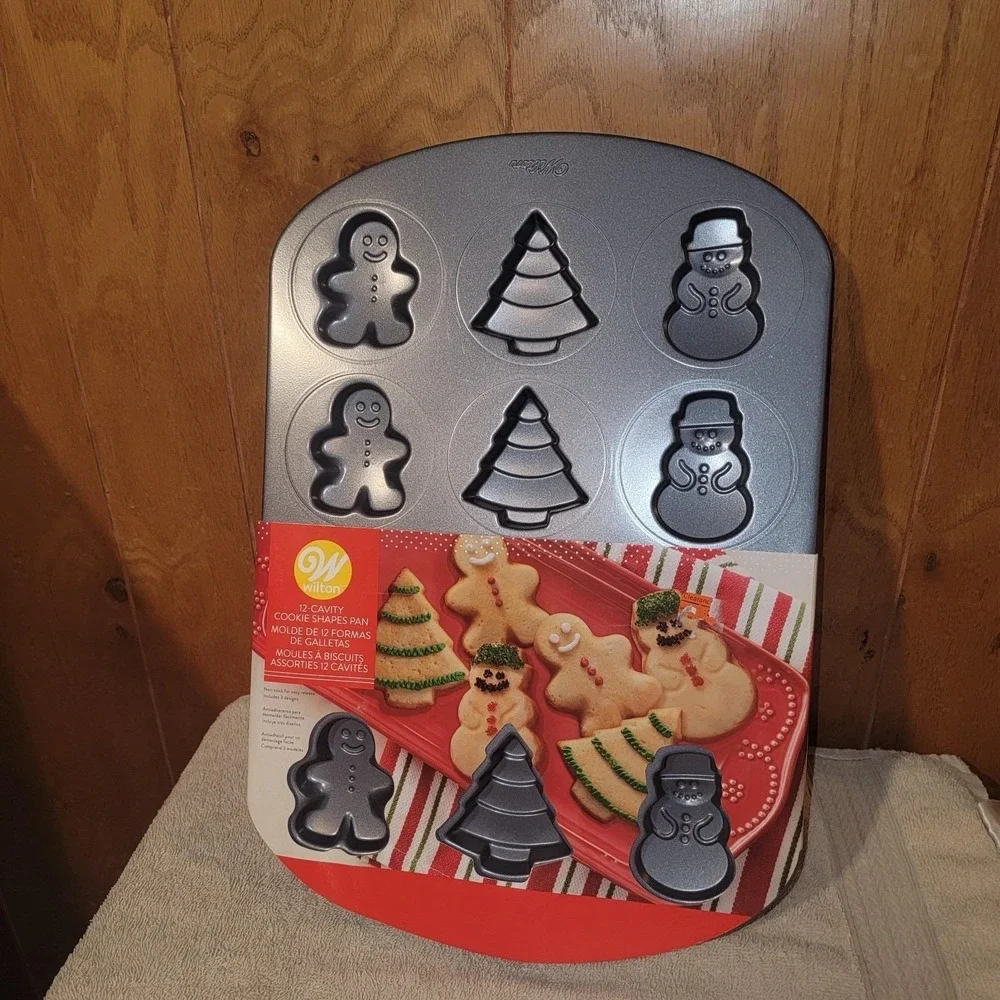 WILTON Cookie Pan 12-Cavity Non Stick Holiday 3 Designs Brand NEW!